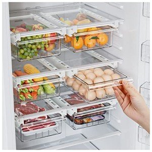 2 Pack Pull-Out Refrigerator Drawer Organizers
