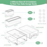 14-Pack Clear Fridge Organizer Bins with Lids