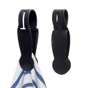 Magnetic Silicone Towel Clips, 2-Pack (Black)