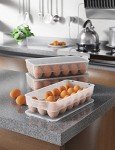 Clear Covered Egg Holder 3-Pack for Refrigerator