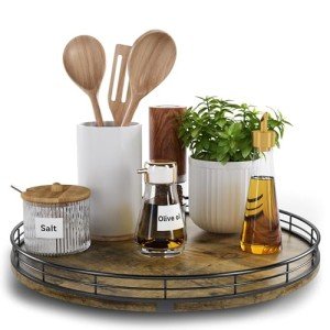 Round Wooden Lazy Susan Organizer for Home Use