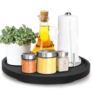 Black Wooden 10" Lazy Susan Turntable Organizer
