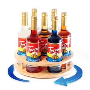 Bamboo 7-Bottle Coffee Syrup Organizer Rack