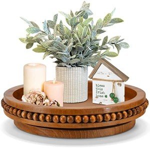 Farmhouse Lazy Susan Organizer with Beads, 360° Rotating