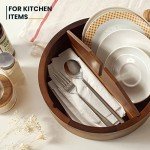 Acacia Wood 12" Lazy Susan Organizer with Dividers