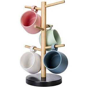 Bamboo Mug Holder Tree with 6 Hooks