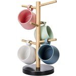 Bamboo Mug Holder Tree with 6 Hooks