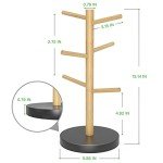 Bamboo Mug Holder Tree with 6 Hooks
