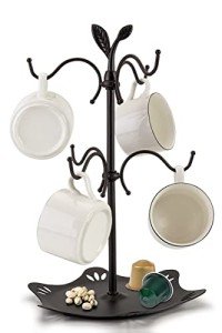 Large Mug Holder with Tray and 6 Hooks