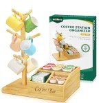 Bamboo Mug Tree Organizer with 6 Hooks