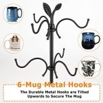 Large Mug Holder with Tray and 6 Hooks