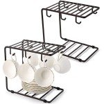 Metal Wire Mug Rack with 6 Hooks - 2 Pack
