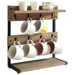 Rustic 2-Tier Mug Holder Stand for Kitchen