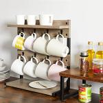 Rustic 2-Tier Mug Holder Stand for Kitchen