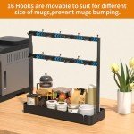Aluminum Mug Holder with Hooks and Storage Basket