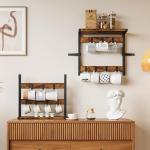 14-Hook Adjustable Coffee Mug Holder & Storage Shelf