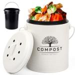 Perfnique Cream Countertop Kitchen Compost Bin, 1.3 Gallon