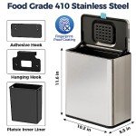Stainless Steel 2-Gallon Hanging Trash Can