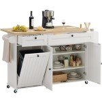 60" Rolling Kitchen Island with Power Outlet