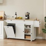 60" Rolling Kitchen Island with Power Outlet