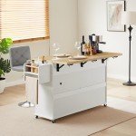 60" Rolling Kitchen Island with Power Outlet