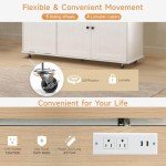 60" Rolling Kitchen Island with Power Outlet