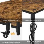 Rustic Brown Rolling Kitchen Island with Power Outlet