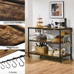 Rustic Brown Rolling Kitchen Island with Power Outlet