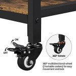 Rustic Brown Rolling Kitchen Island with Power Outlet