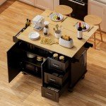 Large Rolling Kitchen Island Cart with Storage