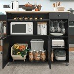 Rolling Kitchen Island Cart with Wine Rack & Drawer