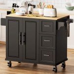 Large Rolling Kitchen Island Cart with Storage