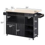 Rolling Kitchen Island Cart with Wine Rack & Drawer