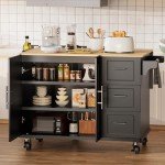 Large Rolling Kitchen Island Cart with Storage