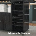 Rolling Kitchen Island Cart with Wine Rack & Drawer