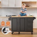 Large Rolling Kitchen Island Cart with Storage