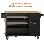 Large Rolling Kitchen Island Cart with Storage