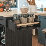 Rolling Kitchen Island Cart with Wine Rack & Drawer