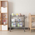 Heavy-Duty 3-Tier Rolling Utility Cart - Gray