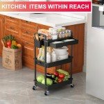 3-Tier Rolling Utility Cart with Removable Drawer