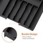 Expandable Kitchen Silverware Drawer Organizer, Black