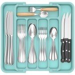 Expandable Turquoise Silverware Drawer Organizer Tray