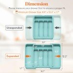 Expandable Turquoise Silverware Drawer Organizer Tray