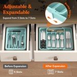 Expandable Turquoise Silverware Drawer Organizer Tray