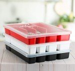 Red Flatware Storage Tray with Lid for Kitchen