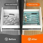 Expandable Turquoise Silverware Drawer Organizer Tray