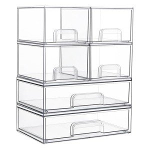 Vtopmart 6-Pack Stackable Clear Storage Drawers