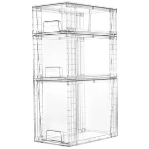 Clear Stackable Storage Drawers - 3 Pack Set