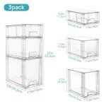 Clear Stackable Storage Drawers - 3 Pack Set