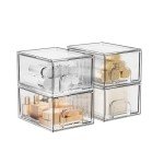 4 Pack Clear Stackable Acrylic Storage Drawers
